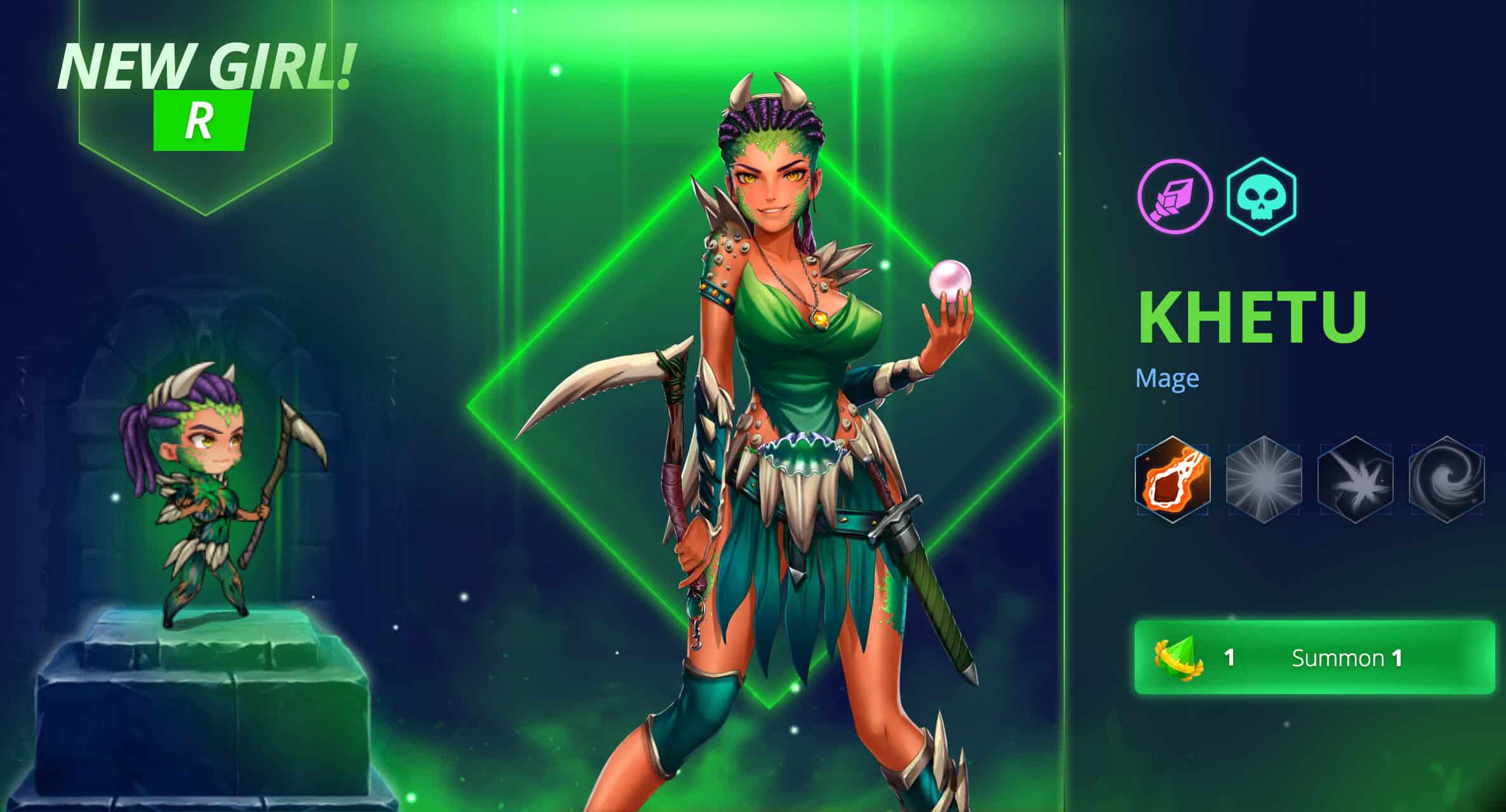 Khetu character, a mage heroine in Booty Heroes